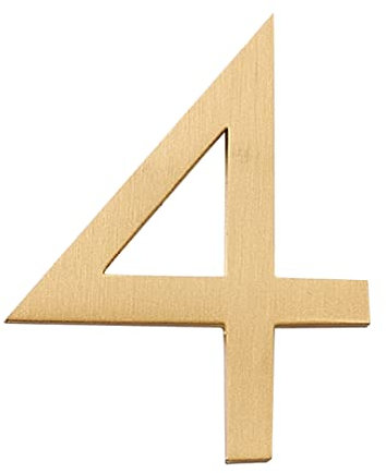 Zayookey Brass House Number Sign 2 Inch Metal Home Address Numbers Modern 3D Mailbox Numbers for Hotel Room Door Street Plaque (Door Number 4)