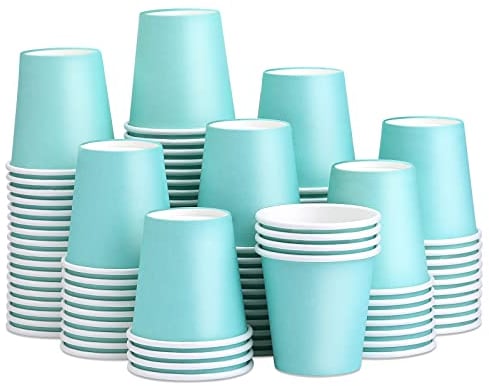 ENCHOL 100 Pack 3 oz Paper Cups, Disposable Bathroom Cups, Small Mouthwash Cups, Mini Espresso Cups, 3oz Disposable Paper Cup for Party, Picnic, Office, and Travel (Sky Blue)