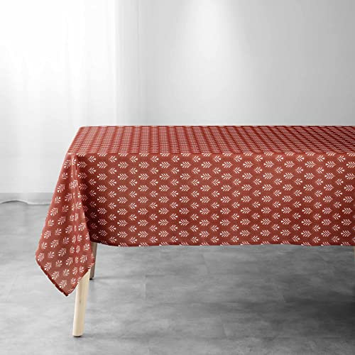 Douceur d'Intérieur Nappe Rectangle (145 x 240 cm) Manuela Terracotta, Polyester Imprimé