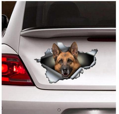 GAETOYEN Autoaufkleber Hund Personalisiert 18Cm(7.08 Inch) Deutscher Schäferhund-Aufkleber, Zerrissenes Metall-Aufkleber, Deutscher Schäferhund-Aufkleber, Hundeaufkleber C3680Sh