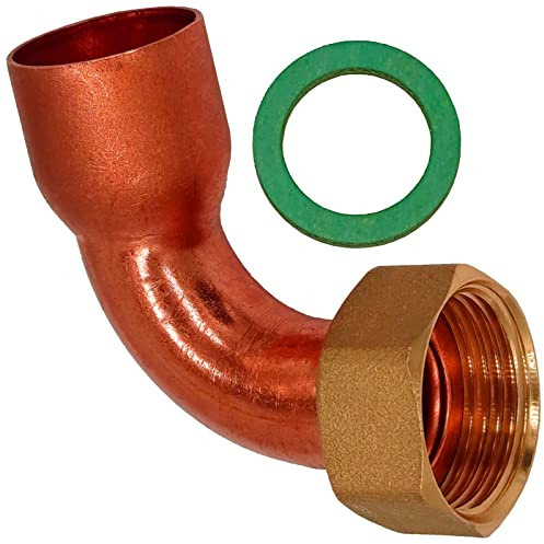 MegaHaustechnik Anschlußverschraubung Winkel 90 Grad 28 x 1“IG Lötfitting aus Kupfer und Messing für Rohr-AußenØ 28mm zum Löten, Überwurf 1 Zoll Innengewinde mit Dichtung, Trinkwasser geeignet