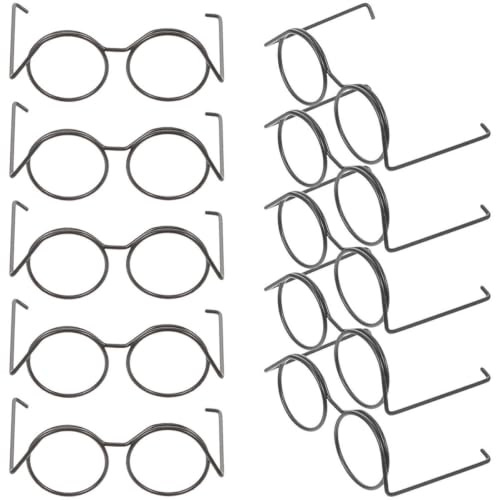 Totority 10 Stück Puppen-Brillenrahmen Dekor Mini-Puppen-Brillen-Requisiten Miniatur-Brillen-Requisiten Puppen-Mini-Brillen Bezaubernde Mini-Brillen Kleine Metallische Linie