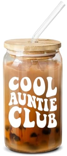 NEWELEVEN Gifts for Auntie - Auntie Birthday Present - Aunt Gift for Auntie from Niece, Nephew - Best Presents for Special Aunt, Auntie Mug, Aunty Gift - 16 Oz Coffee Glass