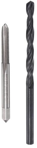 sourcing map Tap and Drill Bit Set, 10-32 UNF Thread Tap & 5/32 Black Oxide Twist Drill Bit, Straight Flute Tap Tapping Threading Repair Tool Kit