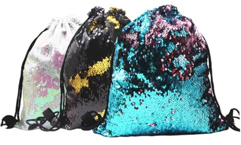 SAFIGLE Polyester Wende-kordelzugbeutel Mit Pailletten Sport-Rucksack Blau Und Hellpink Vielseitige Aufbewahrungstasche Für Damen Für Festivals Und Einkäufe