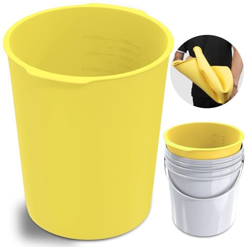 Dxmnoly 5 Gallon Silicone Bucket Liner - Reusable Measuring Mixing Liner for Concrete, Mortar, Grout, Paint - Food Grade Non-Stick with Measurement Marks - Easy to Clean & Durable (Yellow)
