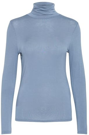 ICHI IHPHILUCA Damen Langarmshirt Longsleeve Shirt mit Rollkragen Stretch Slim fit, Größe:M, Farbe:Blue Mirage (184215)