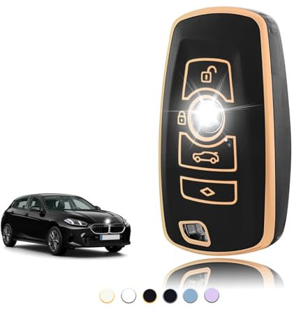 TOOMUME Coque Clé TPU, Etui Clé Étui Clé Adapté pour BMW 1/2/3/4/5/6/7 Série X1 X3 X4 M3 M4 M5 F10 F20 F25 F30 F80 520 525 116i 118i 320i, Couvre Clef Cache Cle Voiture Telécommande - Smart Key