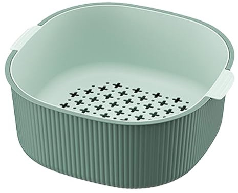 Cesta drenante – Cesta drenante de doble capa para la casa | Cesta escurreplatos multiusos | Cesta escurreplatos plegable | Cuenco para filtro portátil lavable en lavavajillas, cuenco L