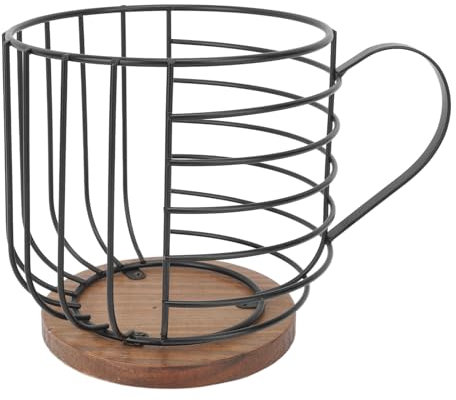 Sunicon Porta cialde caffè, Tazza di grande capacità Forma K Portaoggetti rotondo Porta cialde caffè Cestello porta capsule caffè Decorazione cestino caffè per bancone della cucina (Wordless Black)