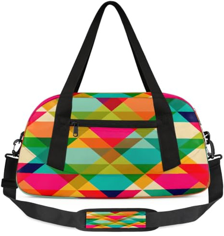 Farbige, digitale, geometrische Reisetasche für Kinder, für Jungen, Mädchen, Teenager, Sport, Turnbeutel für Wochenende, Reisen, Gymnastik, Tanzen, Ballett, mehrfarbig
