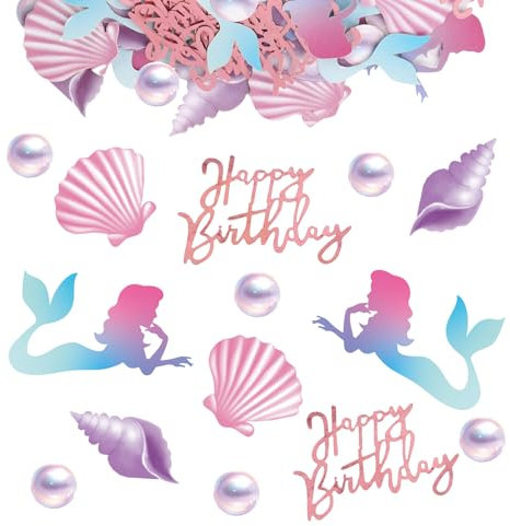BETESSIN Meerjungfrau Geburtstag Deko - 120 Meerjungfrau Konfetti Streudeko mit Perle, Muschel Motiven - Meerjungfrauen Tischdeko für Kindergeburtstag, Unterwasserwelt & Meerjungfrau Party