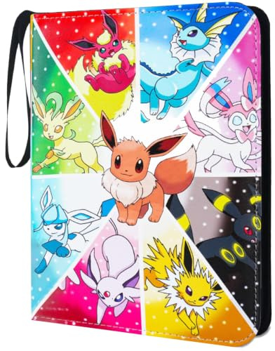 Trading Card Binder 400 Pockets, 4 Pocket Premium Collection Card Album Folder with 50 Double-Sided Removable Sleeves, Portable Game Cards Storage Holder Case with Zipper for Boys Girls Gifts