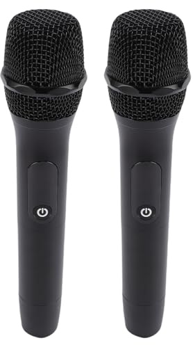 Jectse Wireless Microphone, Rechargeable Wireless Handheld Double Cordless Metal Microphone, Compatible with Android, Camera, for Karaoke Singing, Wedding, DJ, Party, Speech, Church,
