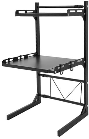Estantería de pie para microondas, ampliable y regulable en altura, con ganchos colgantes, se puede utilizar en cocinas, salones, oficinas para hornos microondas, cafetera (negro, 3 niveles)