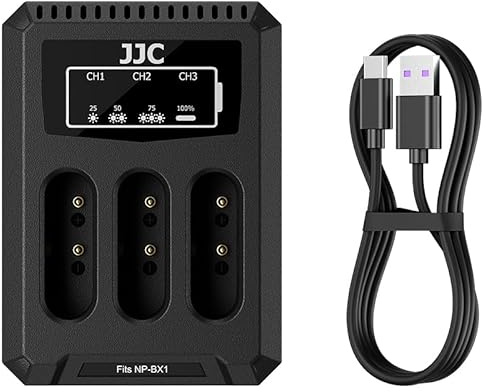 JJC Triple chargeur de batterie avec port de type C pour batterie Sony NP-BX1, pour chargeur de batterie ZV-1F ZV-1 RX100 RX100IV