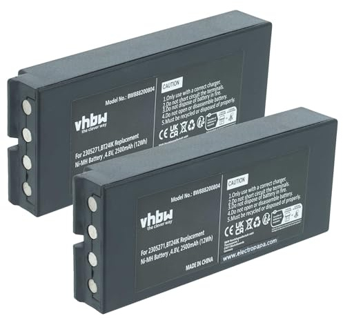 vhbw 2X Akku Ersatz für Iribarri BT27iK für Industrie-Funkfernsteuerung Fernbedienung (2500 mAh, 4,8 V, NiMH) - Schwarz