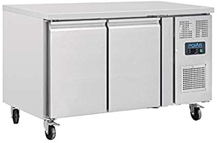 Polar Refrigeration U-Series 230W Double Door Counter Fridge 228 Litre, Stainless Steel, -2°C to 5°C, 860(H)x1360(W)x600(D)mm, 2 Shelves, Energy Rating B, Usable Capacity: 310 Ltr, R600a, G377