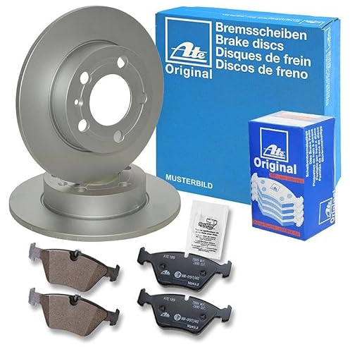ATE Bremsenset Hinterachse inkl. Bremsscheiben hinten Ø 255 mm voll und Bremsbeläge hinten Kompatibel mit AUDI A6 C5 (4B2), A6 C5 Avant (4B5), ALLROAD C5 (4BH)