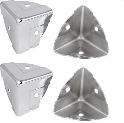 sourcing map 4pcs Coin de Protection Boîte Caisse Angle Protecteur Coffret en bois 28 mm x 28 mm x 28 mm en fer