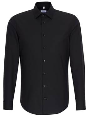 Seidensticker Herren Business-Hemd - Extra Slim Fit - Bügelfrei - Kent-Kragen - Langarm - 100% Baumwolle, Schwarz (Schwarz 39), 41 EU