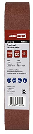 Woltersberger® Schleifbänder 10 Stück | Größe 50x686mm | Körnung P400 | Gewebe-Schleifband Bandschleifpapier Bandschleifer zum Schleifen, Feilen, Schärfen und Entrosten