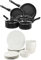 Amazon Basics Batterie de cuisine anti-adhésive 8 pièces & Amazon Basics Service de table en porcelaine pour 6 personnes 18 pièces