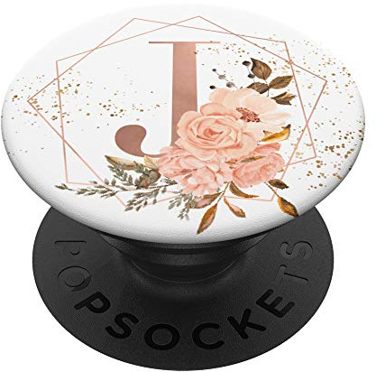 PopSockets Rose Pfirsich Rosa Blumen Aquarell Geschenk Buchstabe J PopSockets PopGrip: Ausziehbarer Sockel und Griff für Handys/Tablets mit Tauschbarem Top