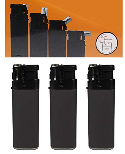 Feuerzeug Modell Sidekick Rubber Black als Normal- oder Pfeifenfeuerzeug 3-Fach verstellbar 0, 45, und 90 Grad seidige Soft Touch Oberfläche (Black Rubber - 3 Feuerzeuge)