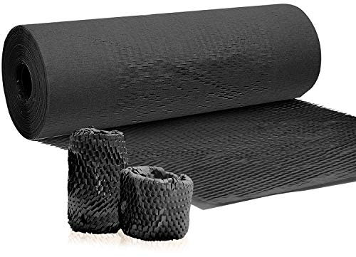 Lainrrew Verpackungspapier, 30,5 cm x 330,5 cm, Wabenpolsterung, Kraftpapier, Wabenwickelrolle für Verpackung, Umzug, Versand (schwarz)