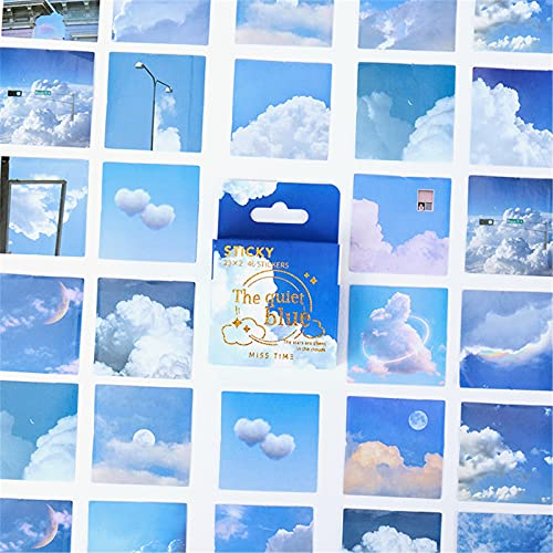 SWECOMZE DIY Aufkleber 48 Stücke, Vintage Sammelalbumaufkleber, Handbuch Tagebuch Fotoalbum Sticker, Dekoration Sticker Set für Scrapbooking Notizbuch (Indigo)