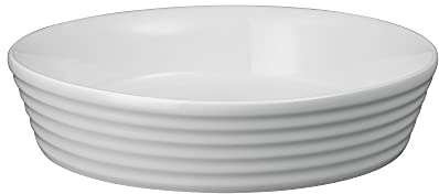 Denby James Martin Cook Round Dish, white,grey, Weight: 945g, Length: 23cm, Width: 23cm, Depth: 5.5cm, Capacity: 1400ml