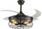 Bel Air Home - Deckenventilator mit ANTICUARIO DC Motor, 6 Geschwindigkeiten, klappbaren Flügeln, 5 x E27 Beleuchtung, Antiquarien Stil, Fernbedienung - Schwarz, Acryl