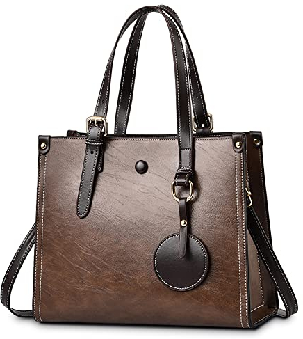 DORRISO Damen Handtasche Große Kapazität Umhängetasche Abnehmbarem Schulterriemen Mode Ornamente Casual Elegantes Top Griff Design Tasche für Frauen Braun