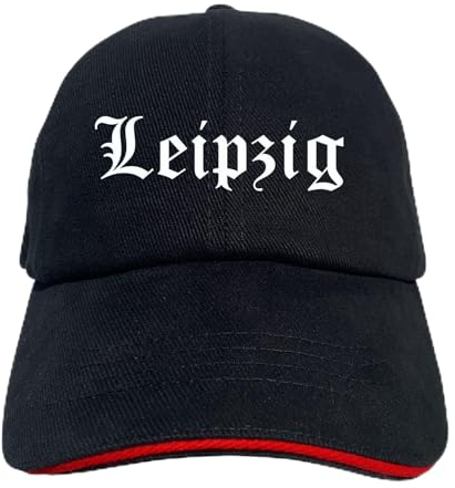 Leipzig Cappy - Altdeutsch Bedruckt - Schirmmütze - Schwarz-Rotes Cap OneSize-SchwarzRot