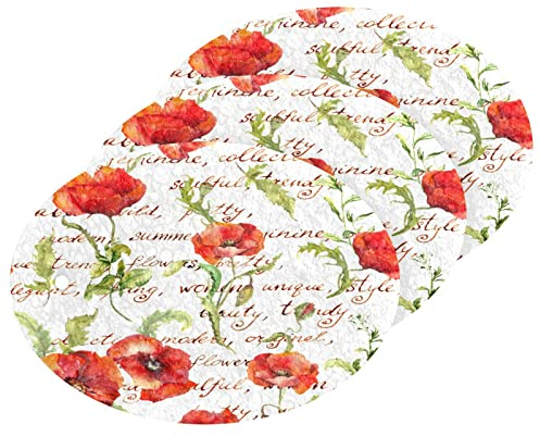 Kcldeci Scheuerschwamm mit Mohnblumen, Reinigungsschwämme für Geschirr, kratzfest, mit robustem Scheuerpad, 3 Stück