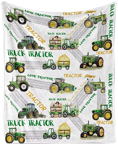 Kuscheldecke Traktor Jungen Weich Plüsch LKW-Traktor Decke Baby AusrüStung Auto Kuscheldecke Flauschig Bagger Traktor Flanell Fleecedecke Wohndecke Überwurfdecke für Kinder Newborn Geschenke Sofadecke