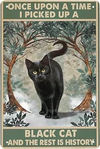 Bonoff Once Upon A Time I Picked Up A Black Cat And The Rest Is History Garage Terrasse Vintage Dekor Poster Wandkunst Dekor Metallschild Poster 20,3 x 30,5 cm