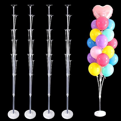LOLYSIC Ballonständer für den Boden, 160 cm Ballonhalter, Bodentisch-Ballonständer, Set für Hochzeit, Babyparty, Abschlussfeier, Geburtstag, Party, Jahrestag, Dekoration, 4 Stück