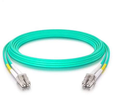 Fiber Patch Cable - LC to LC OM3 10Gb/Gigabit Multi-Mode Jumper Duplex 50/125μm LSZH Fiber Optic Cord for SFP Transceiver, Aque, 4-Meter(13.1-ft)