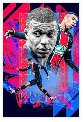 Kylian Mbappe Fußball-Poster, 10 Stück, Leinwand-Poster, Wandkunst, Dekordruck, Bild, Gemälde für Wohnzimmer, Schlafzimmer, Dekoration, ungerahmt, 30 x 45 cm