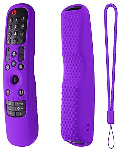 Silicone Remote Cover Compatitive with LG Magic Remote Control AN-MR21GA MR22GA MR23GN, Silicone Case for LG Smart TV Remote with Lanyard (Purple)