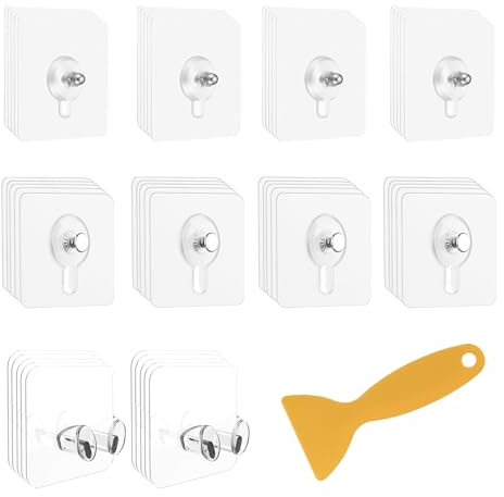 PXBSNB 50 Stück Bilderhaken Selbstklebend, Transparent Klebehaken, Bilder Aufhängen Ohne Bohren, Bildaufhänger Selbstklebend, Aufhängen Fenster für Posters Photos Dekorative Gemälde(Max 5kg)