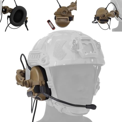 WQZXM Tactical Headsets With Fast Helmet Rail Adapter Military Hunting Shooting Ear Protection Headset Army Communication Accessories(TAN)