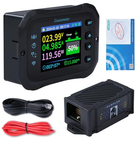 600 A WiFi Battery Monitor 12 V 24 V 36 V 48 V 72 V Battery Monitor 10-100 V Voltage Display App Remote Control Battery Monitor Caravan Battery Guard (KM160F with Alarms)
