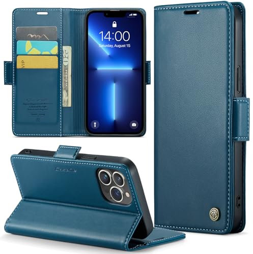 Phernykas Coque pour iPhone 13 Pro Max Étui Portefeuille Wallet Cover en Cuir PU avec Cartes Magnétique et RFID Protection Antivol Folio Housse iPhone 13 Pro Max Case, Bleu