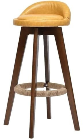 Moderner Barhocker mit Rückenlehne und PU-Sitzfläche aus Holz, Thekenhocker für Küche, Buche, Barstuhl für Zuhause, höhenverstellbar, Barhocker