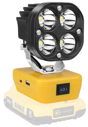 RIGIDON Cordless LED Work Light for Dewalt 18/20V Battery, 40W 4000LM Flashlight with USB and Type C Charging Port Portable Outdoors Job Site Light（Without Battery）