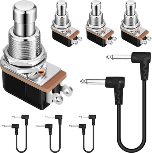 DAOKAI Interruttore a pedale momentaneo SPST, interruttore a pedale a pulsante normalmente aperto a 2 PIN, controllo one-touch, facile installazione per pedale effetto chitarra - 4 pezzi