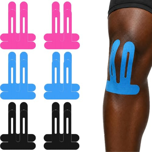 Kinesiotapes, 12 Stück Precut Vorgeschnitten Knietapes Original Baumwolle Knie Tape Wasserfestes Kinesiotape Für Knee Schmerzlinderung Für Sport & Dauerhafte Unterstützung